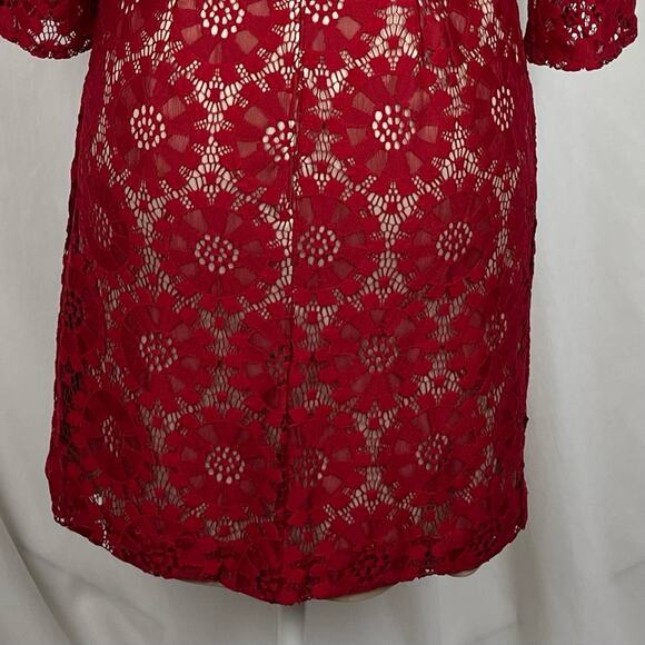 Jessica Howard Sheer Red Lace Party Event Holiday Shift Dress NWOT Size 4P - Picture 7 of 14